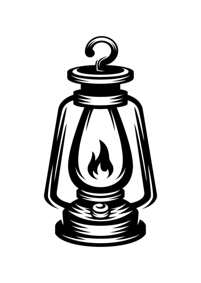 lantern with a retro engraved style. vector