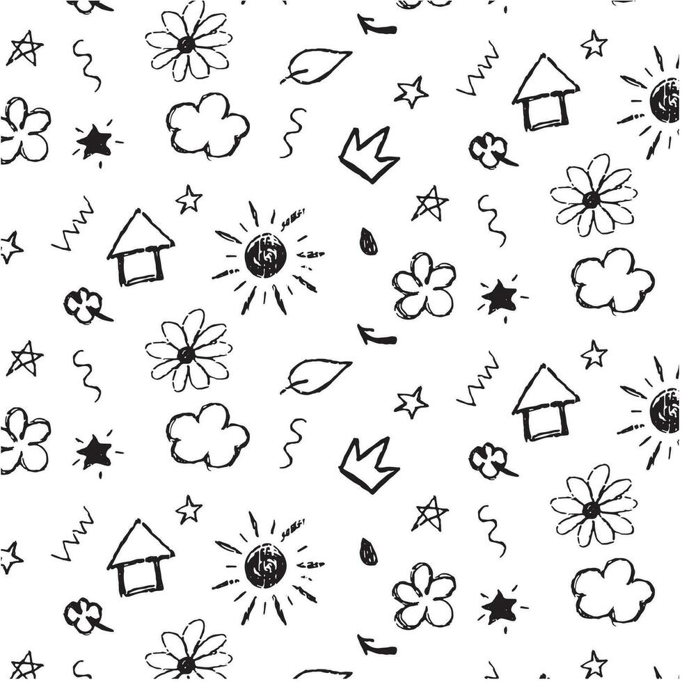 Doodle cartoon art.  Like kids colorful crayon, pastel, chalk or pencil stroke. Colorful hand drawn doodle shape set on white background. Vector illustration.