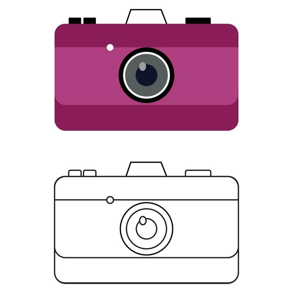 Camera outline with Color Clipart vector