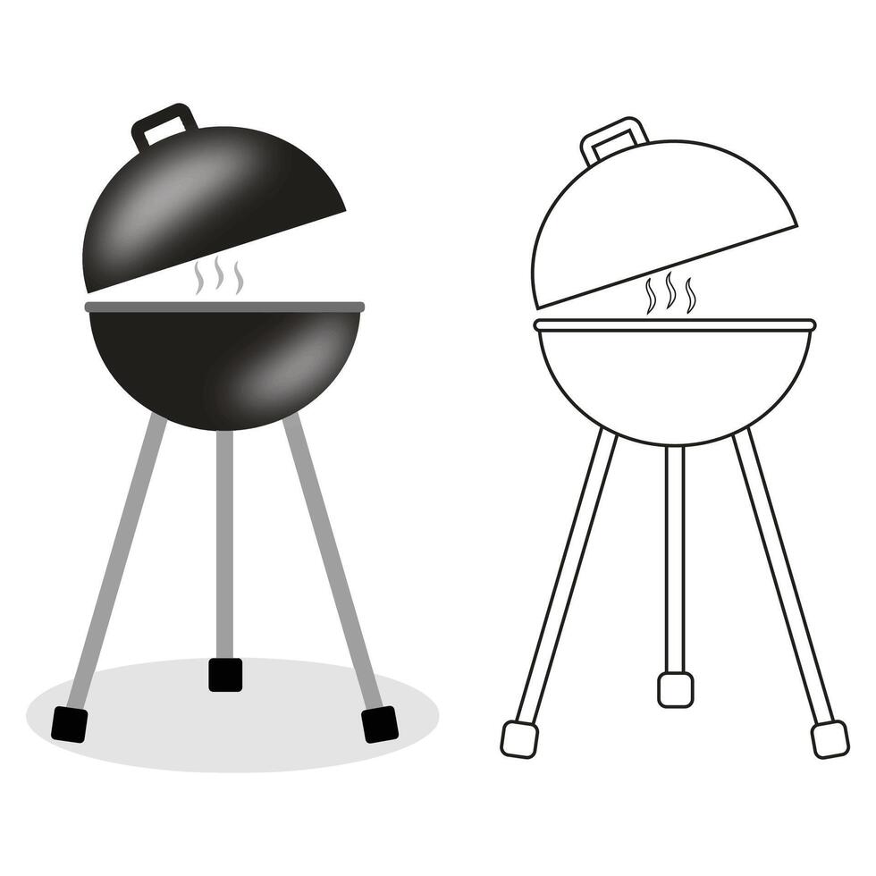 parrilla contorno con color clipart vector