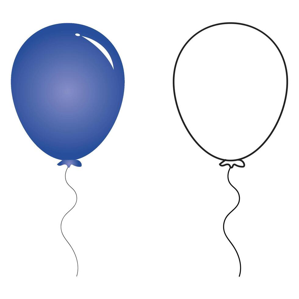 Balloon Outline with Color Clipart vector