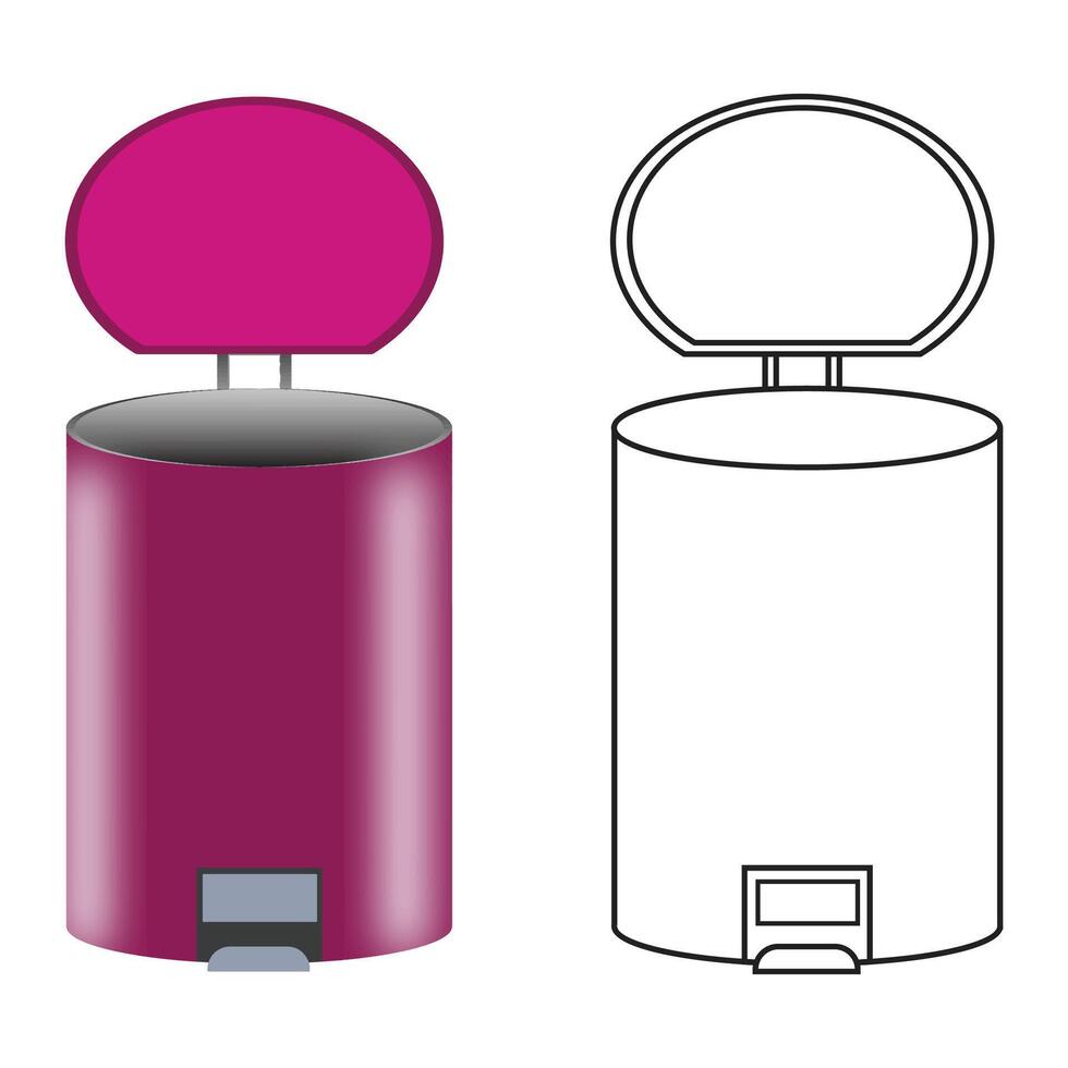 Paddle Bin Outline with Color clipart vector