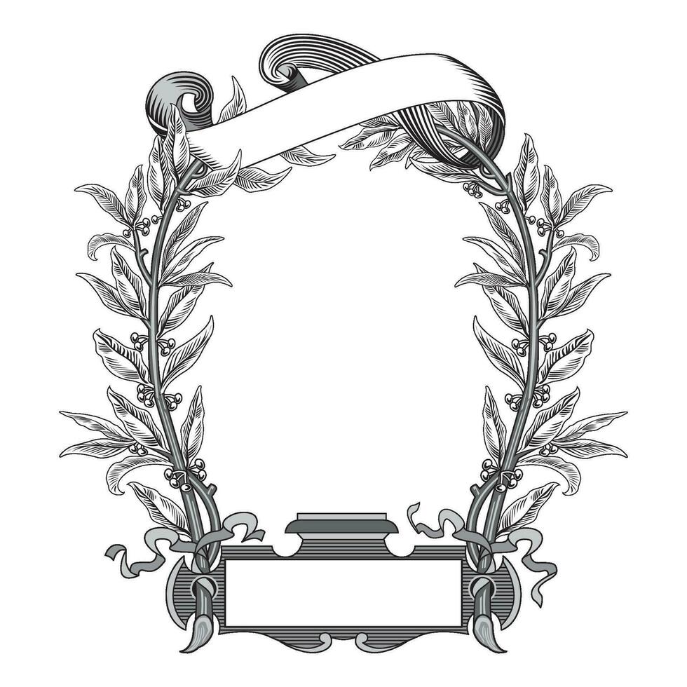 Sketch hand drawn traditional winning laurel branch wreaths set isolated vector illustration