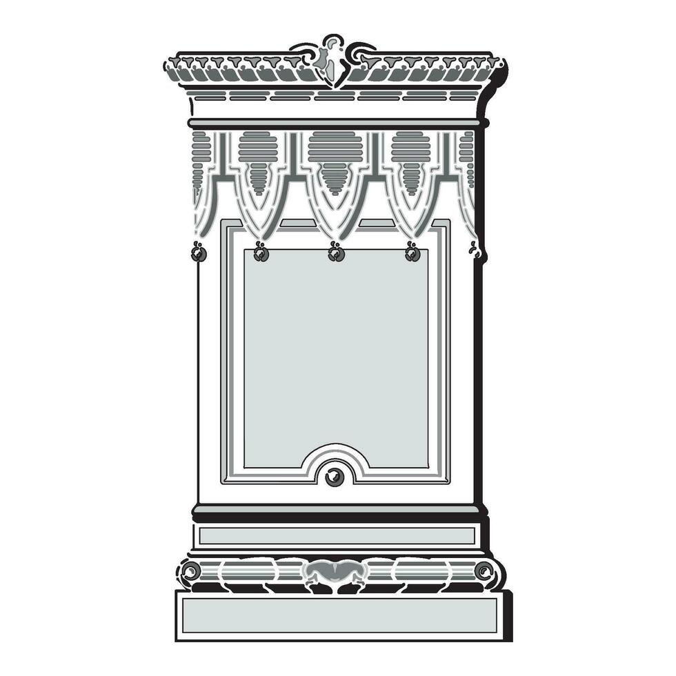 Antique white column realistic composition with isolated front view of architectural piece vector
