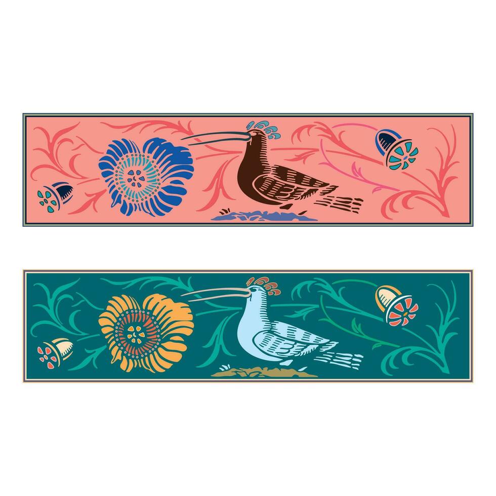 Clásico retro floral caligráfico Arte decorativo elementos de colores bosquejo conjunto con flores y pájaro aislado vector