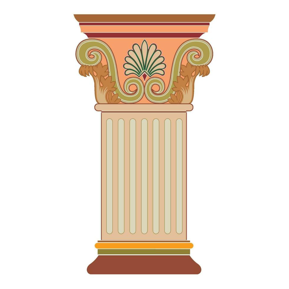 Antique white column realistic composition with isolated front view of architectural piece vector