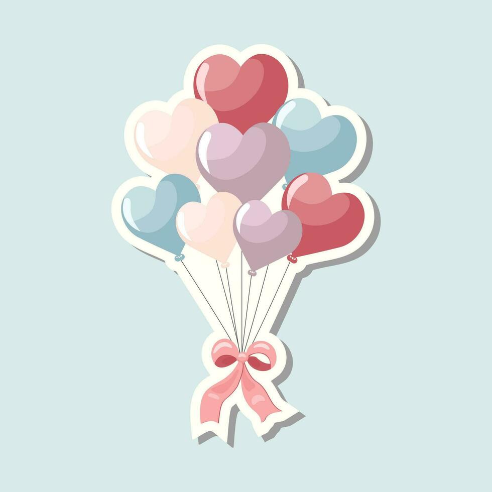 Cute vector love sticker. Valentines day balloons. Romantic vector icon in pastel colors