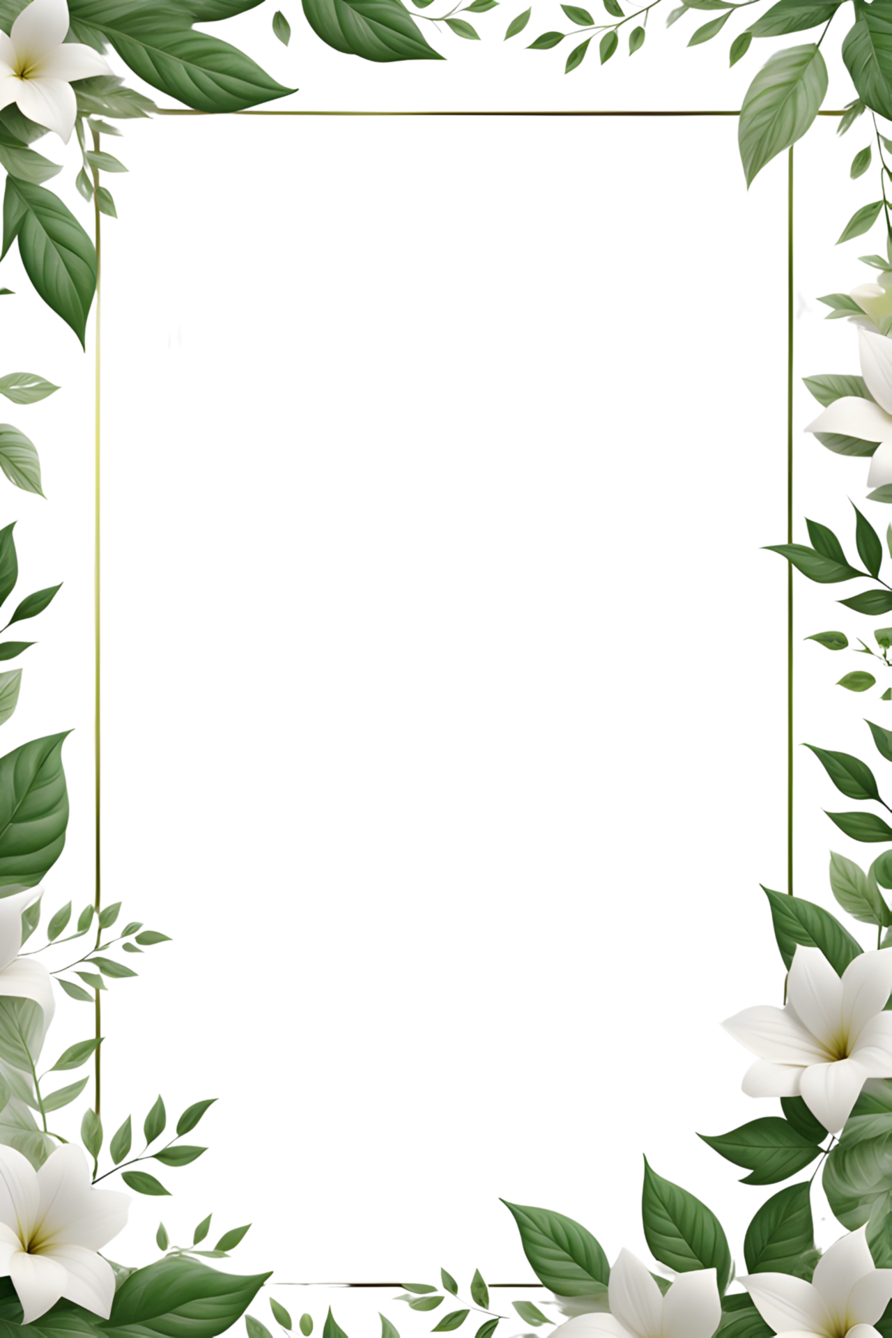 AI generated Leaf With White Flower Border Frame PNG Transparent Background 35560689 PNG