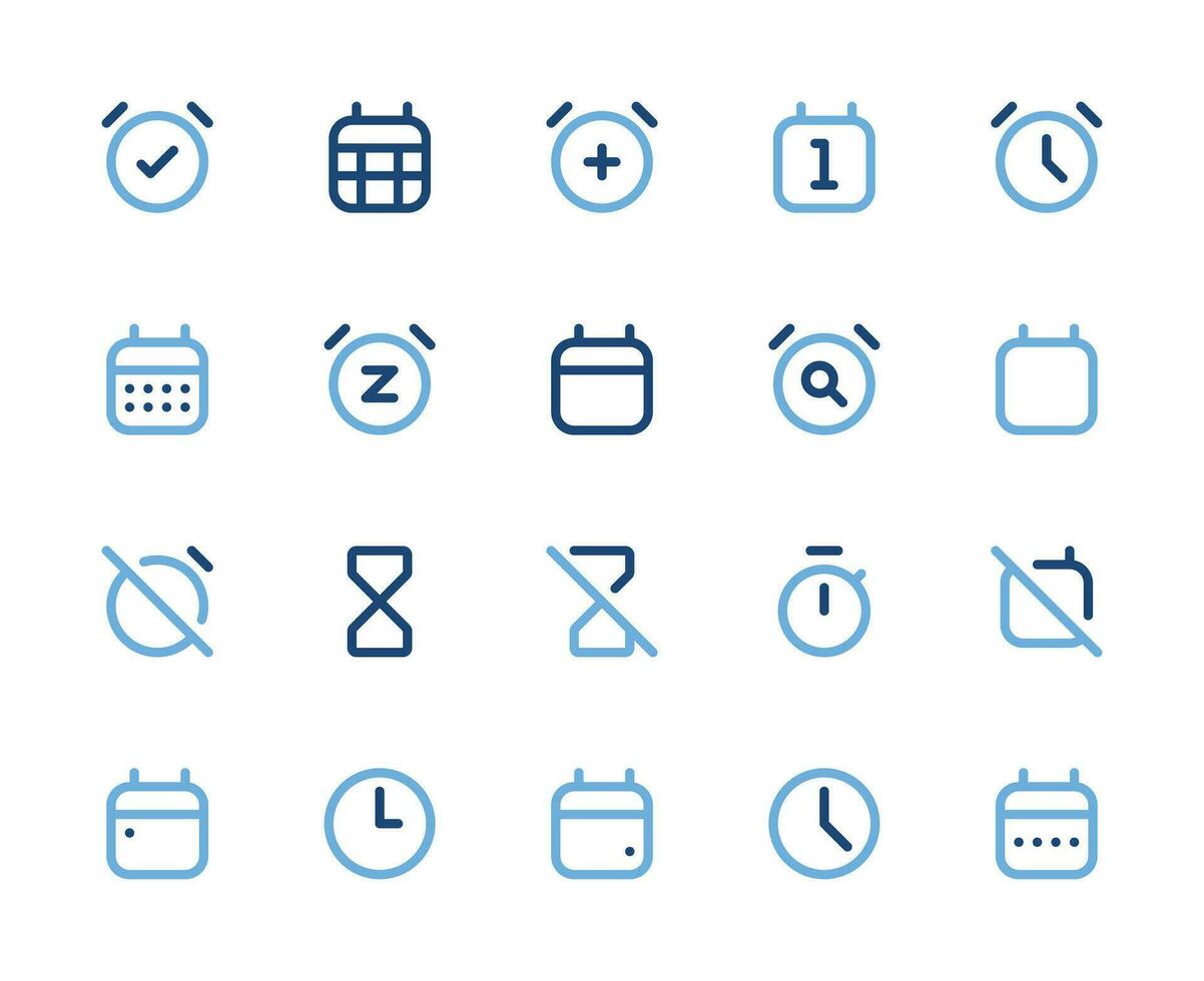 time and date icon set vector