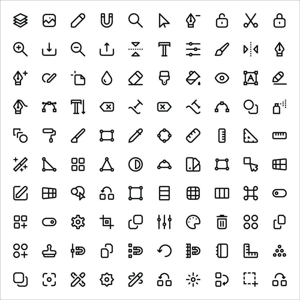 Edit Tool Icons Set - Graphic Design, Editing Symbols Vector Collection