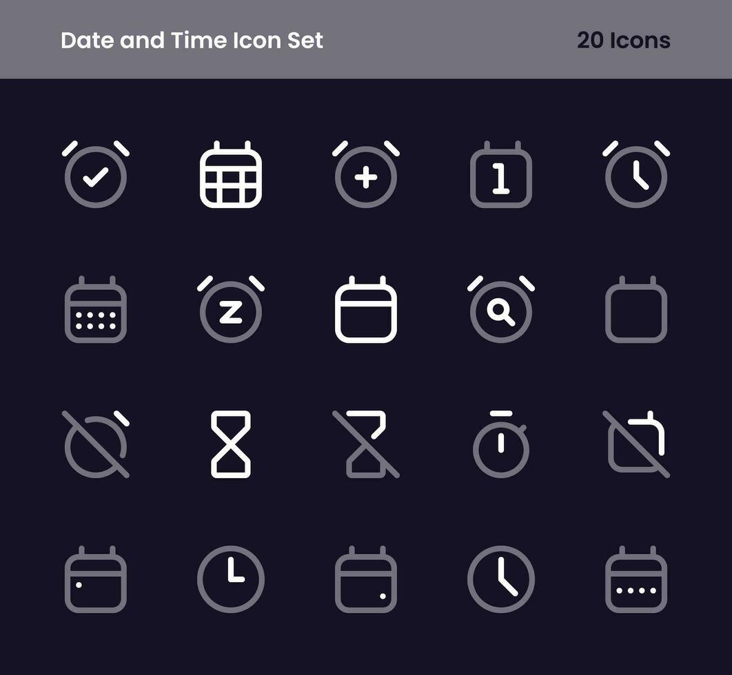 time and date icon set vector