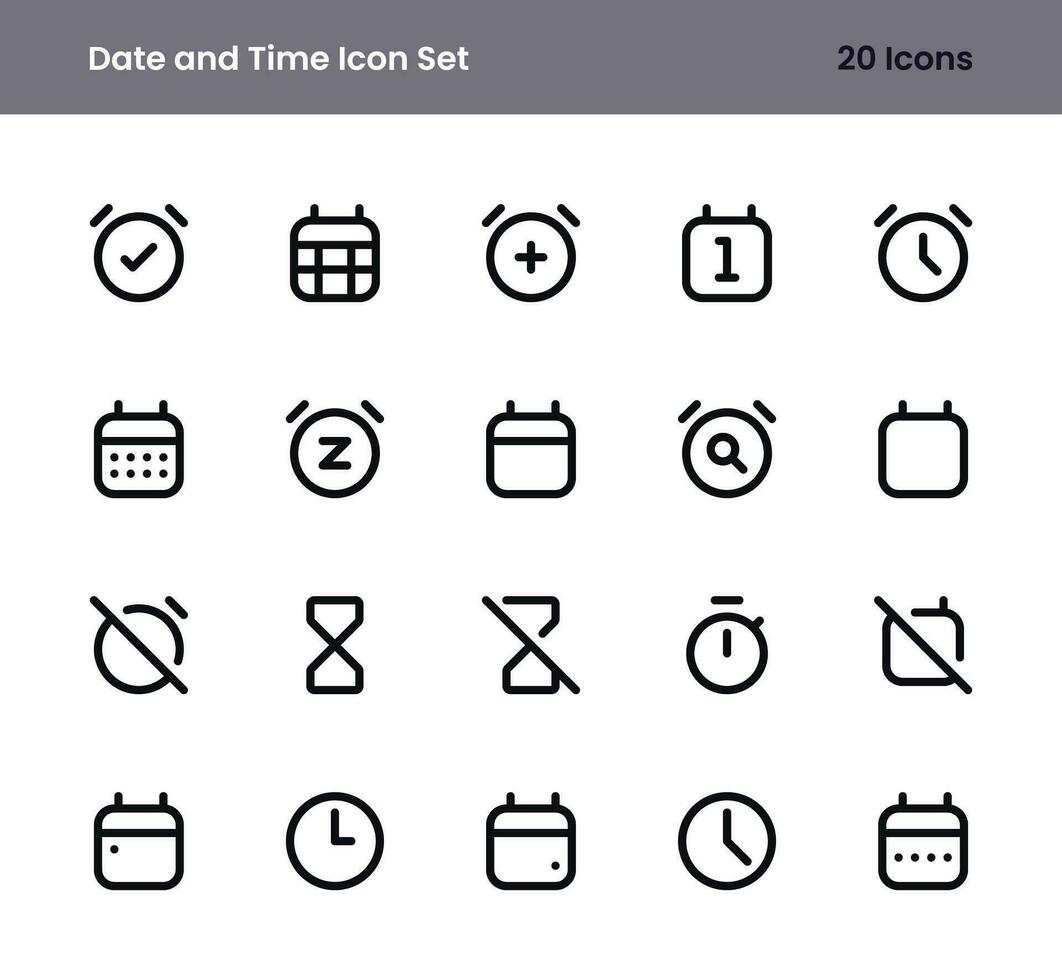 time and date icon set vector