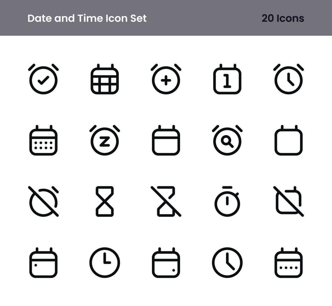 hora y fecha icono conjunto vector