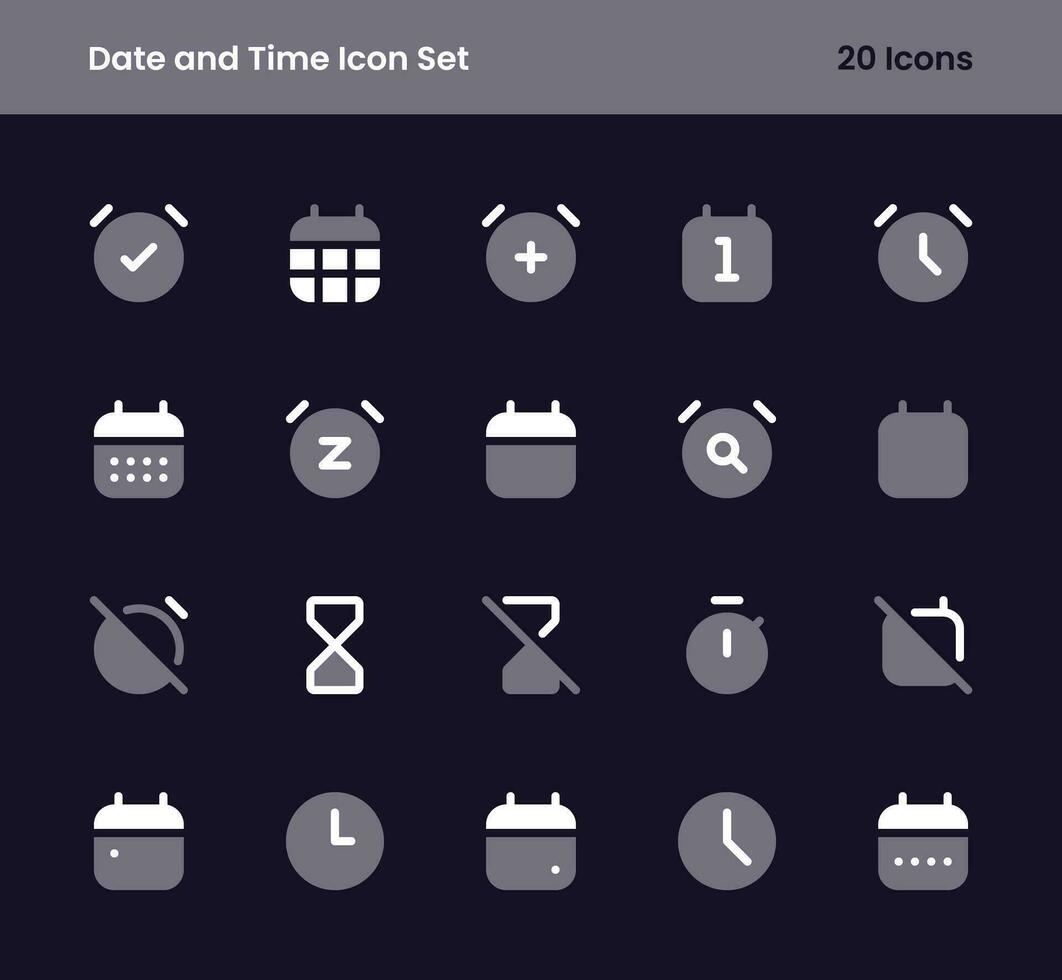 time and date icon set vector