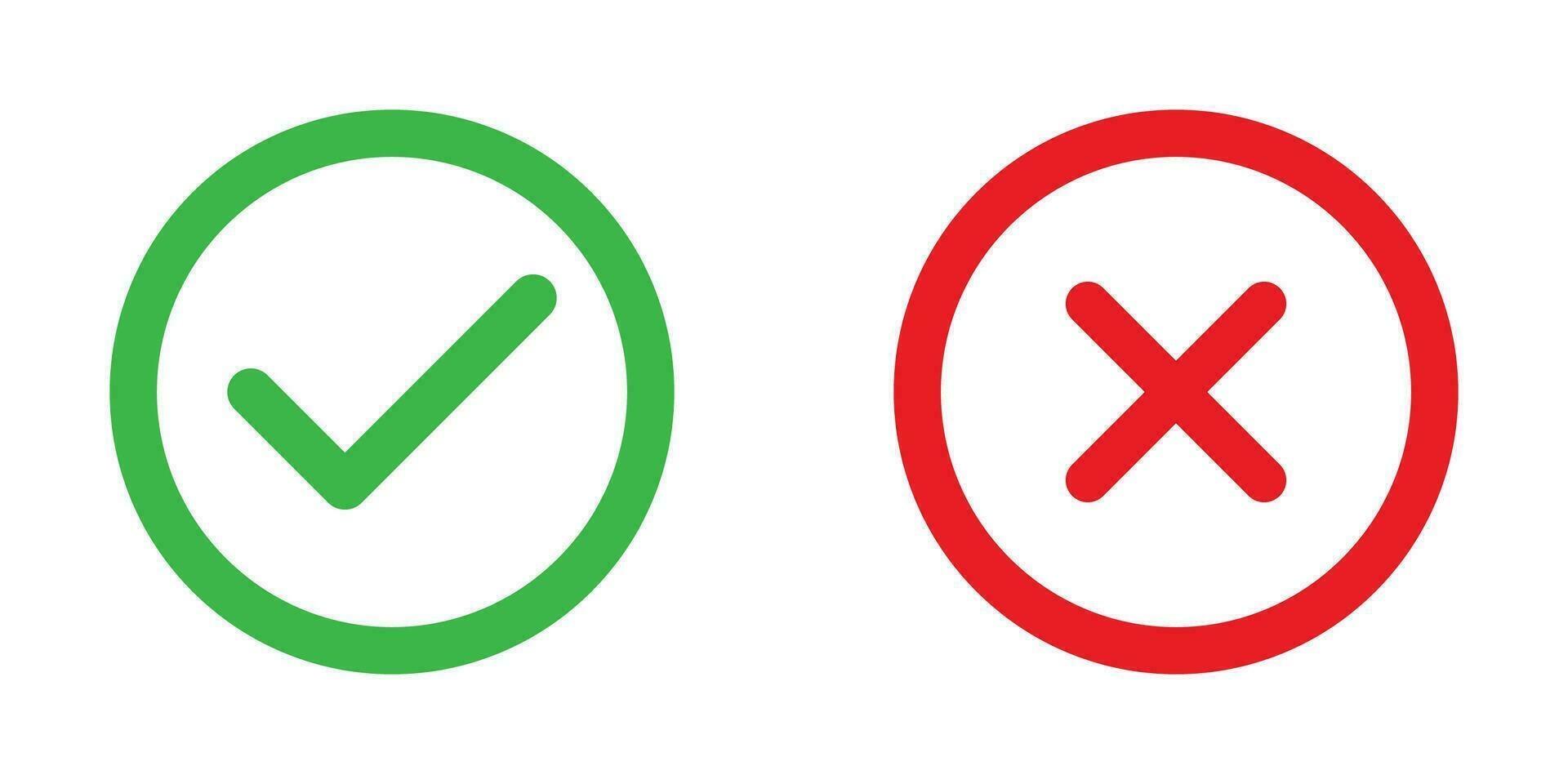 Checkmark and a Cross icon set vector