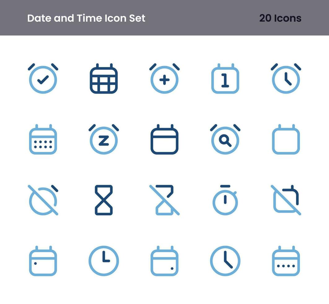 time and date icon set vector