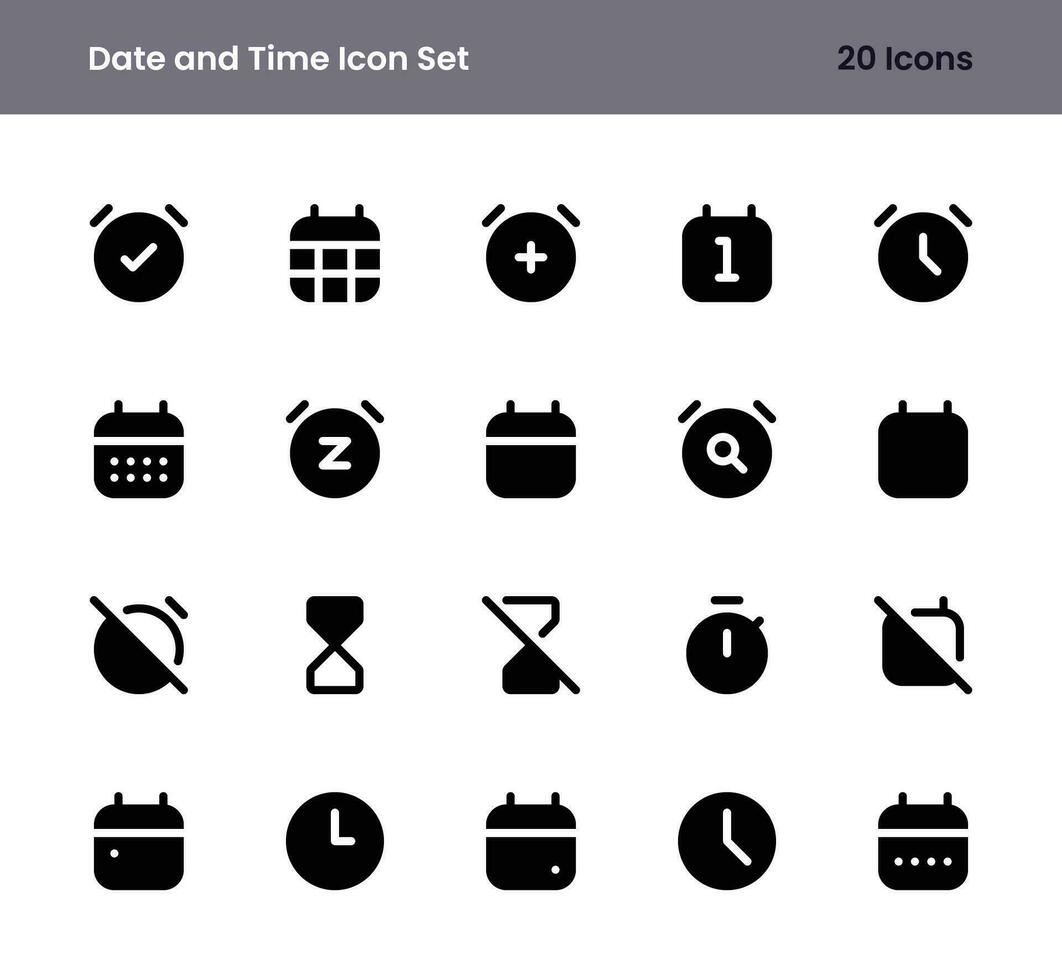 time and date icon set vector