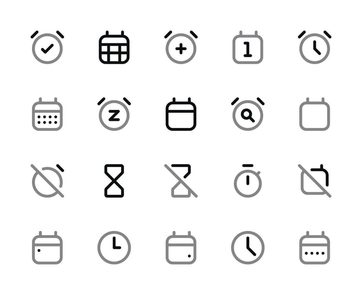 time and date icon set vector