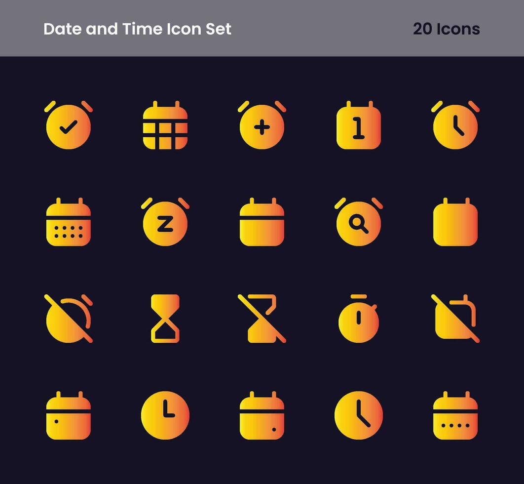 time and date icon set vector