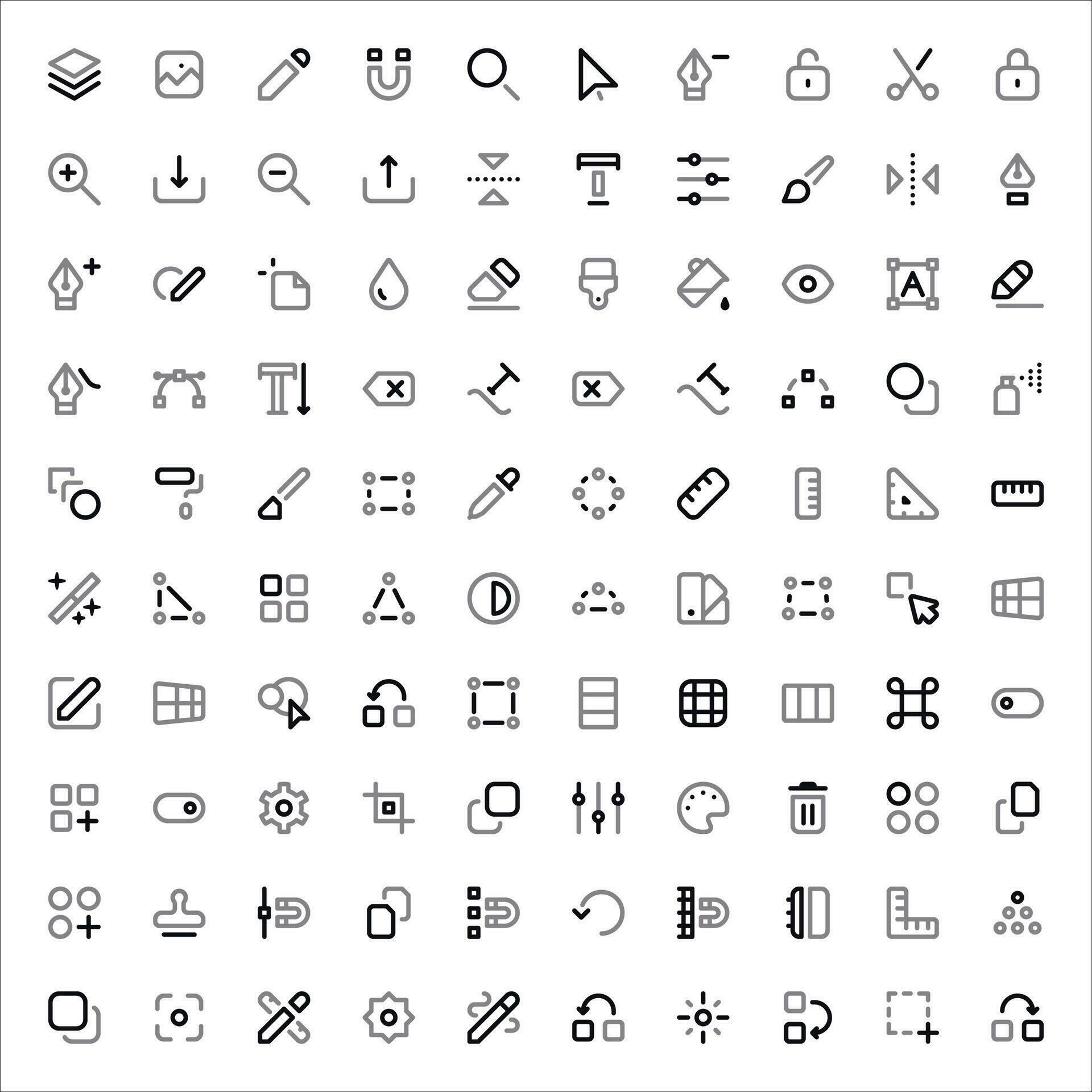 Edit Tool Icons Set Graphic Design, Editing Symbols Vector Collection