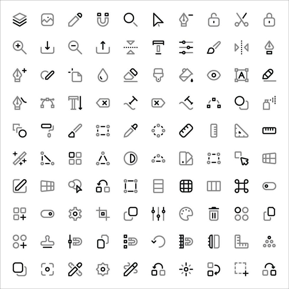 editar herramienta íconos conjunto - gráfico diseño, edición símbolos vector colección