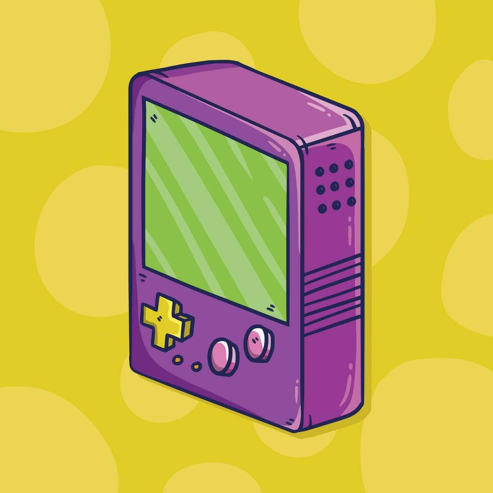 Purple retro game console cartoon vector illustration