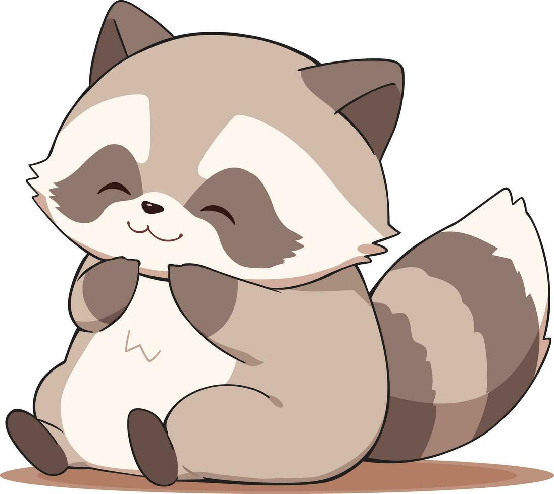 Cute raccoon sitting down vector