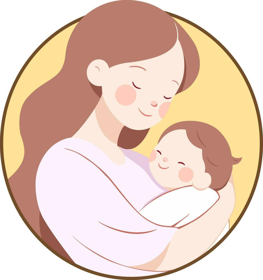 Mother holding her baby boy in her arms vector