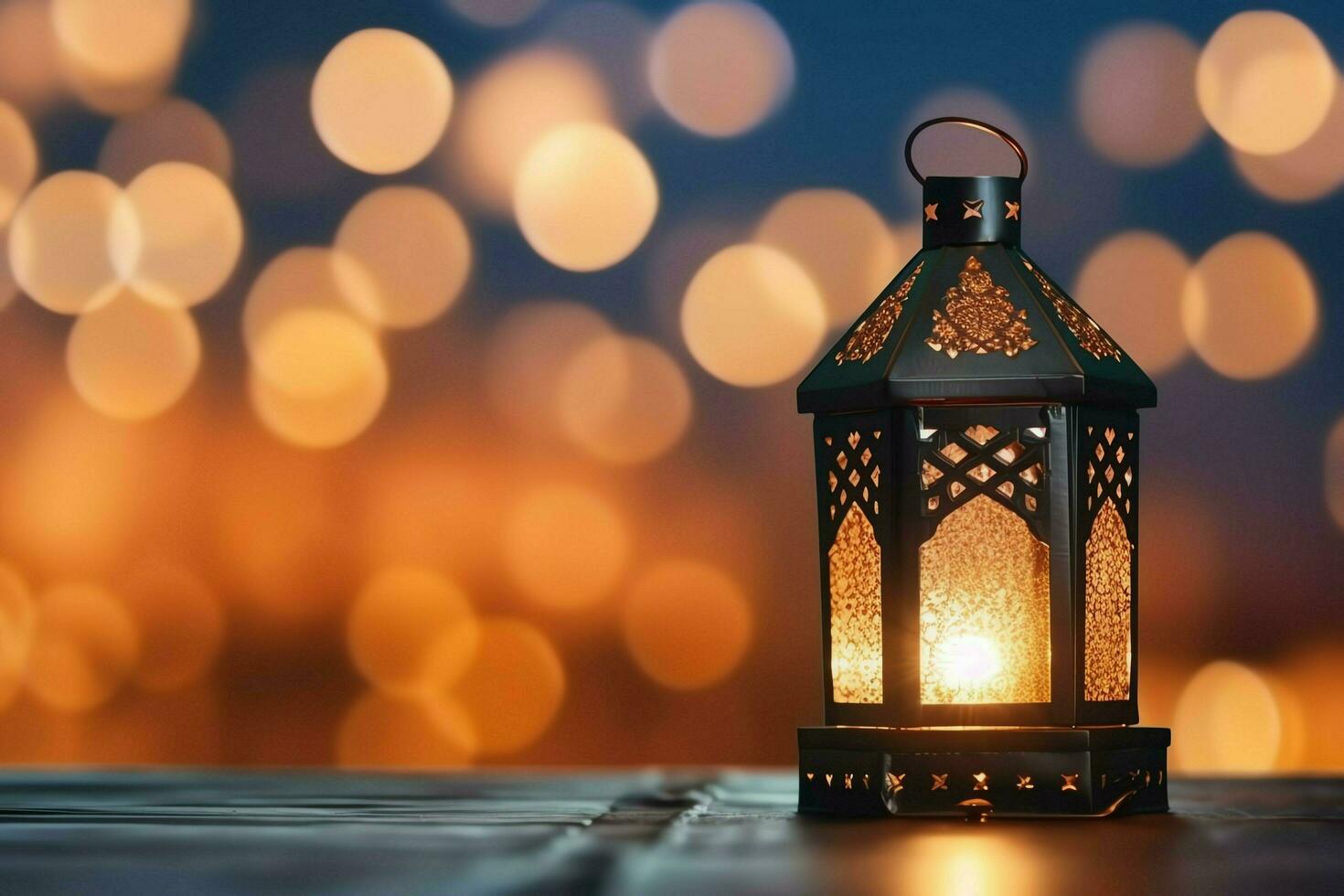 Eid mubarak and ramadan kareem greetings with islamic lantern and mosque. Eid al fitr background. Eid al fitr background of window concept by AI Generated photo