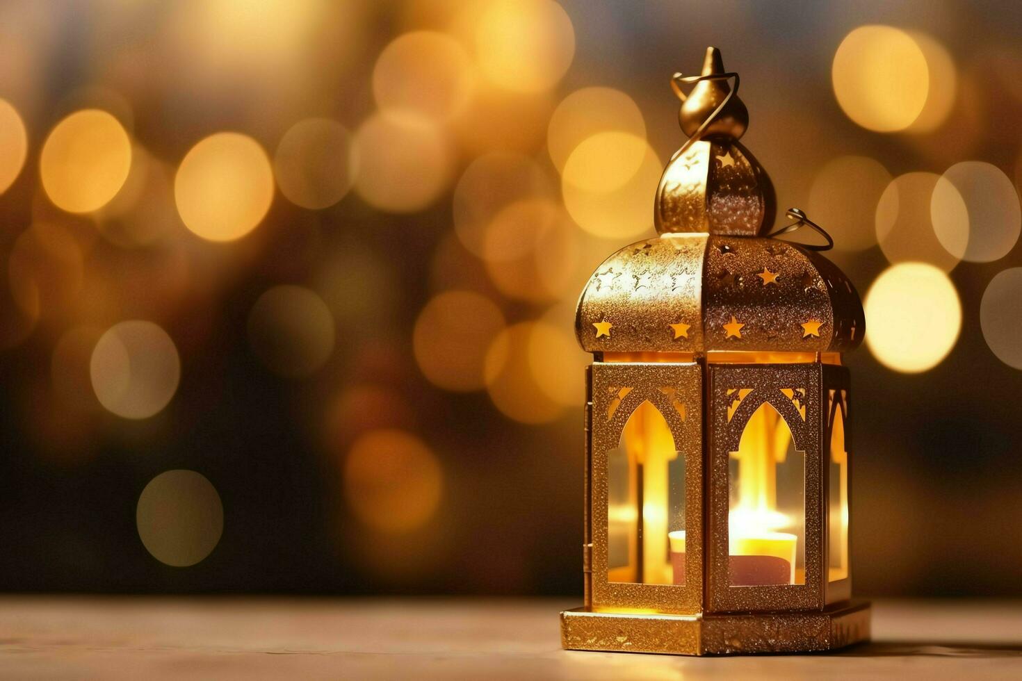 Eid mubarak and ramadan kareem greetings with islamic lantern and mosque. Eid al fitr background. Eid al fitr background of window concept by AI Generated photo
