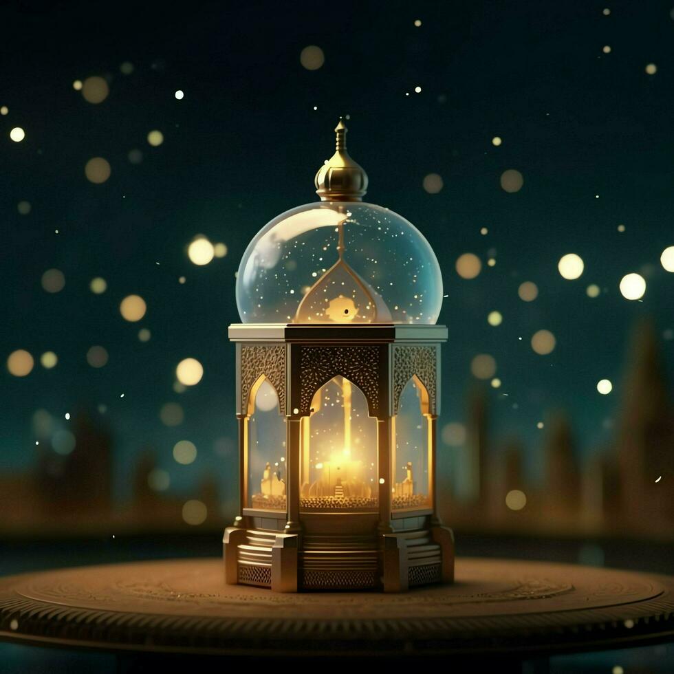 Eid mubarak and ramadan kareem greetings with islamic lantern and mosque. Eid al fitr background. Eid al fitr background of window concept by AI Generated photo