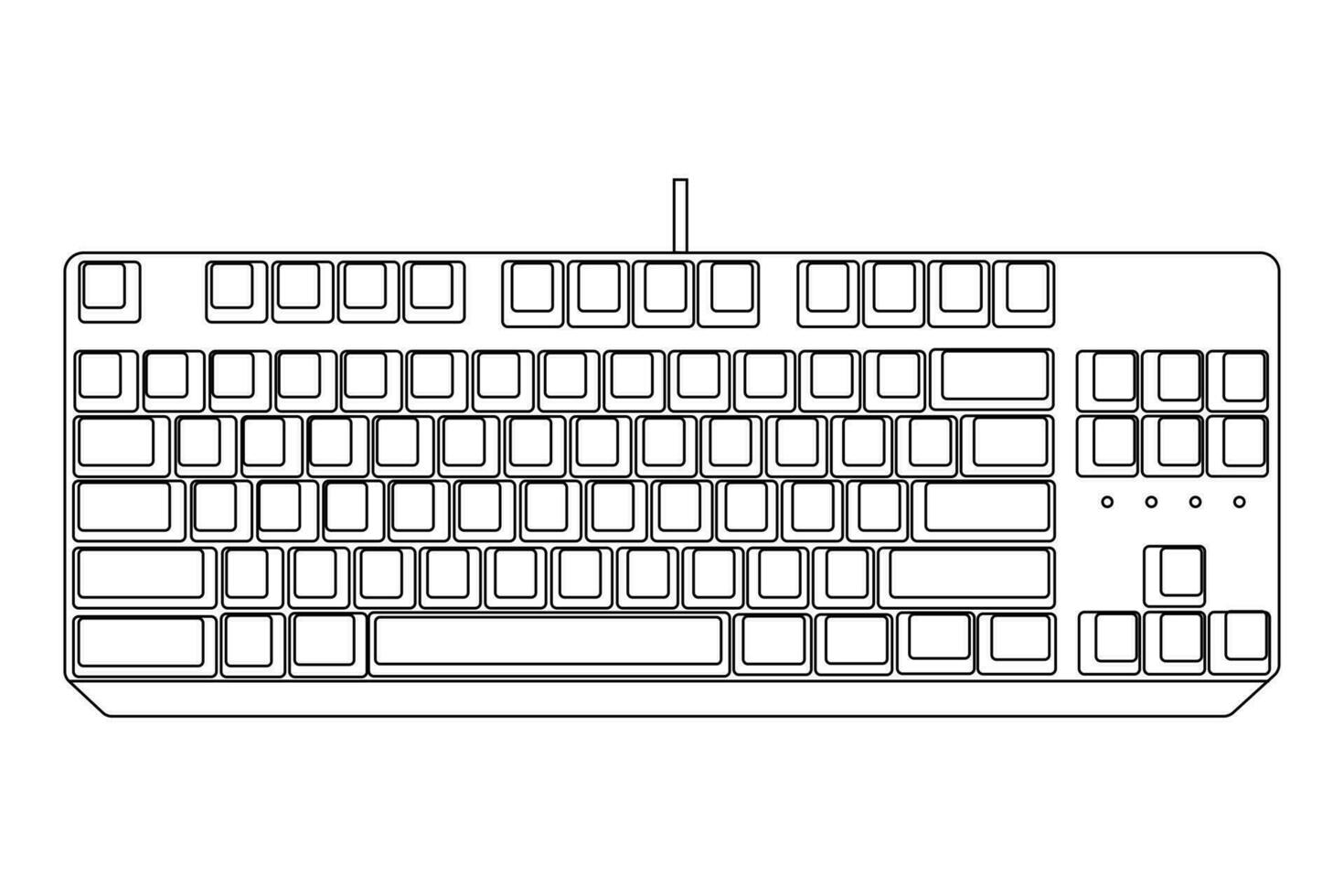 Gaming keyboard top view isolated on Background vector illustration eps