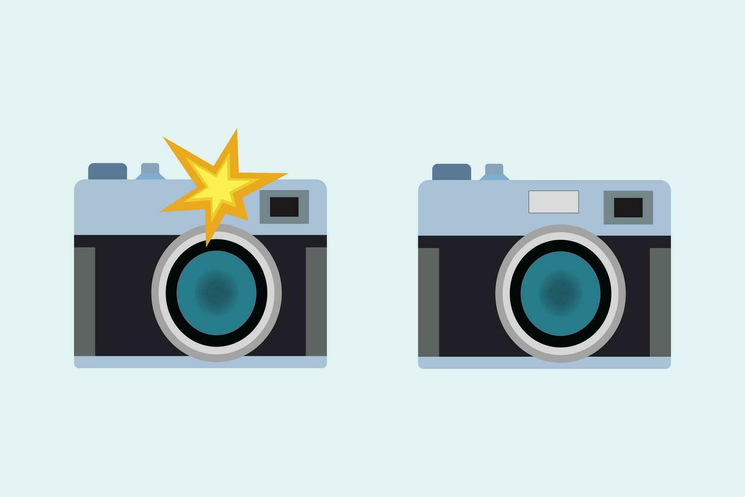 Camera with flash light vector isolated icon.Vintage photo camera icon, flat style Pro Vector illustration.