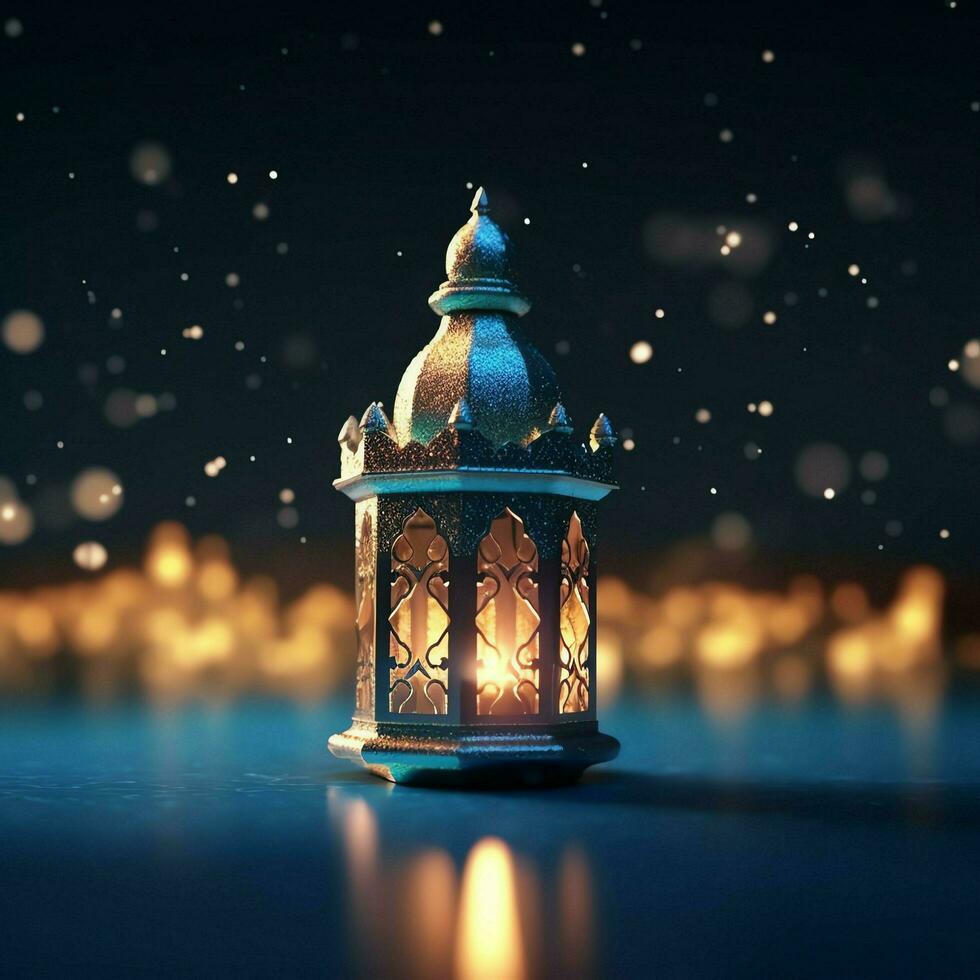 Eid mubarak and ramadan kareem greetings with islamic lantern and mosque. Eid al fitr background. Eid al fitr background of window concept by AI Generated photo