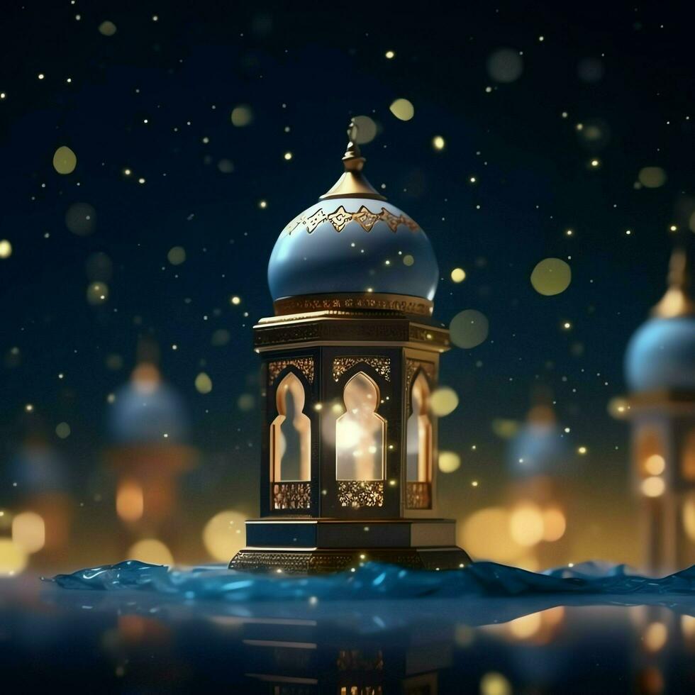 Eid mubarak and ramadan kareem greetings with islamic lantern and mosque. Eid al fitr background. Eid al fitr background of window concept by AI Generated photo