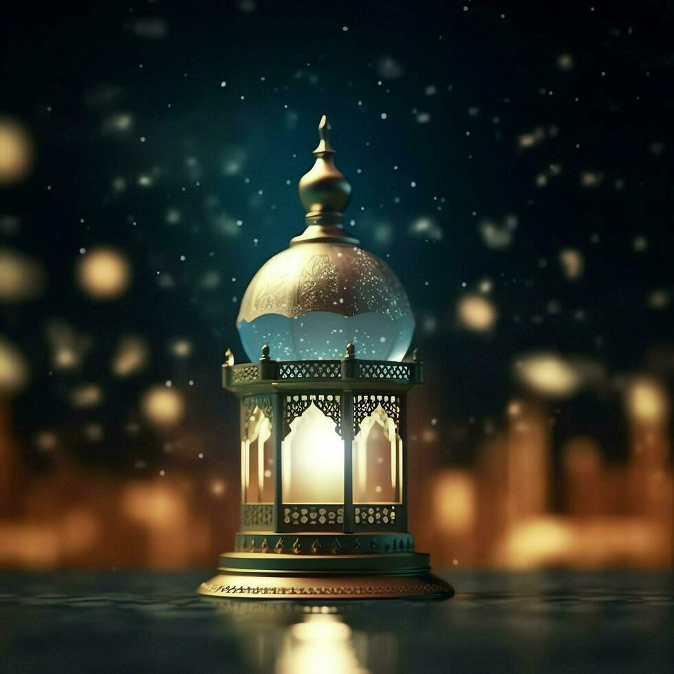 Eid mubarak and ramadan kareem greetings with islamic lantern and mosque. Eid al fitr background. Eid al fitr background of window concept by AI Generated photo