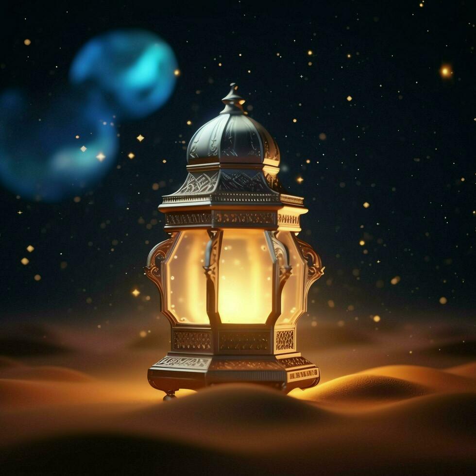 Eid mubarak and ramadan kareem greetings with islamic lantern and mosque. Eid al fitr background. Eid al fitr background of window concept by AI Generated photo