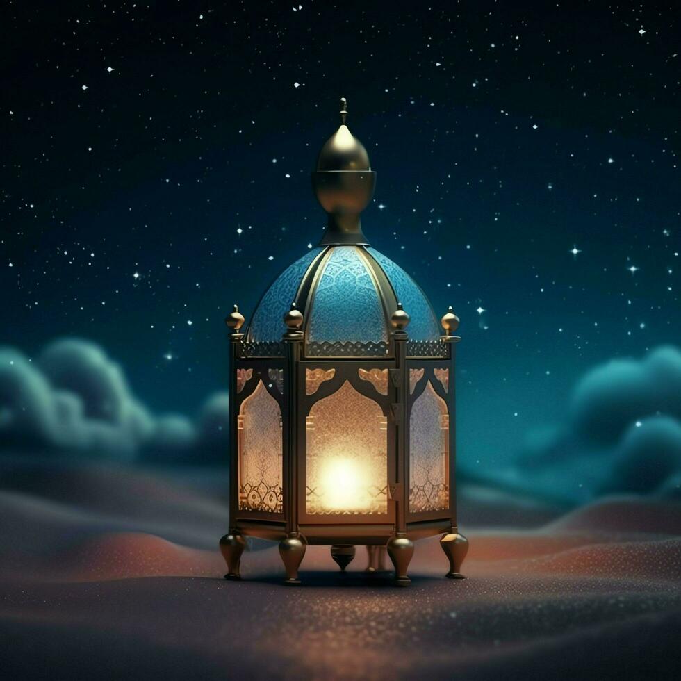 Eid mubarak and ramadan kareem greetings with islamic lantern and mosque. Eid al fitr background. Eid al fitr background of window concept by AI Generated photo