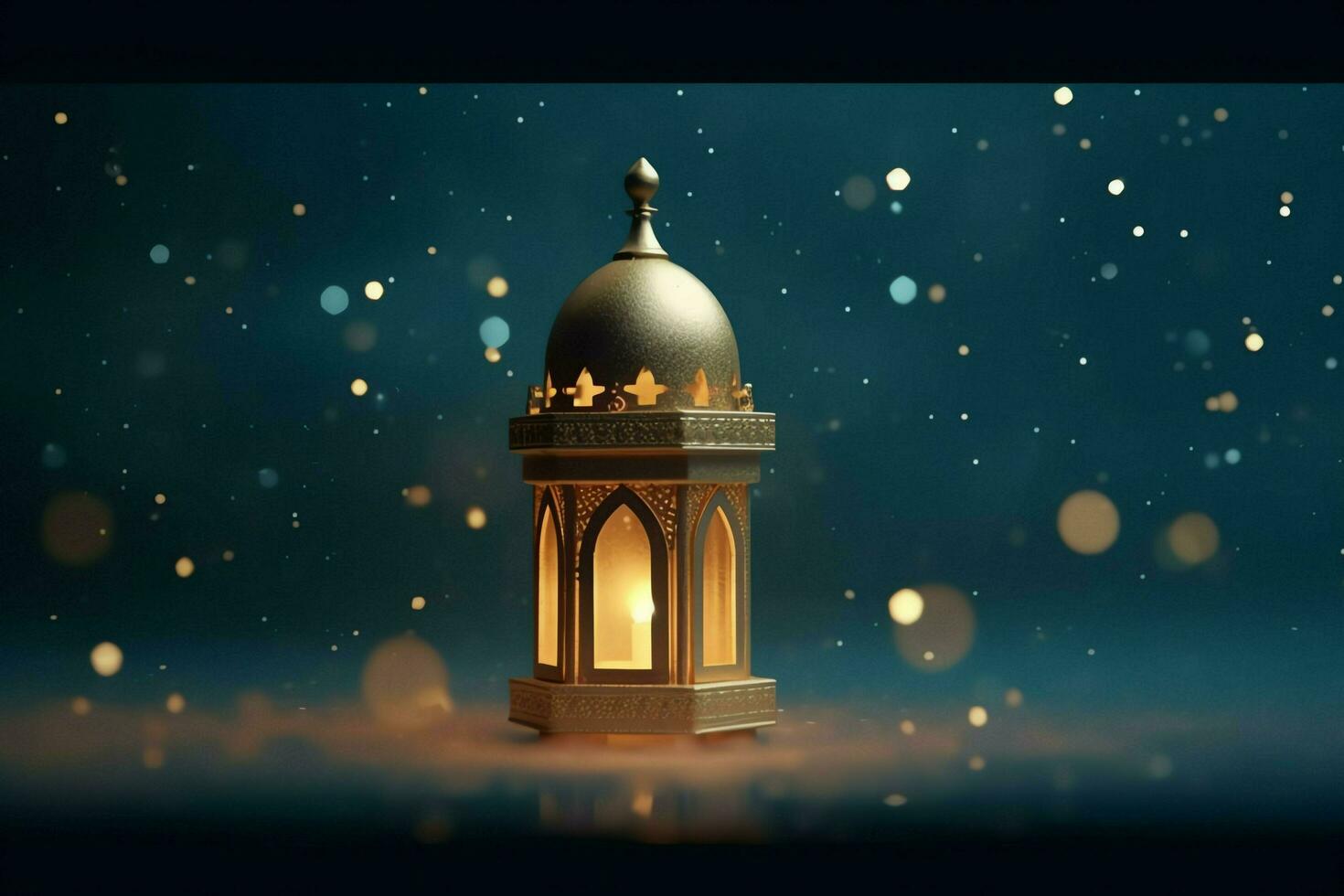 Eid mubarak and ramadan kareem greetings with islamic lantern and mosque. Eid al fitr background. Eid al fitr background of window concept by AI Generated photo