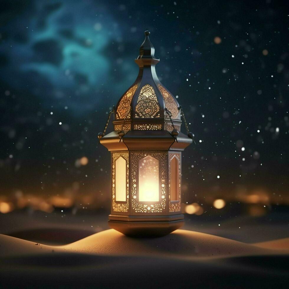 Eid mubarak and ramadan kareem greetings with islamic lantern and mosque. Eid al fitr background. Eid al fitr background of window concept by AI Generated photo