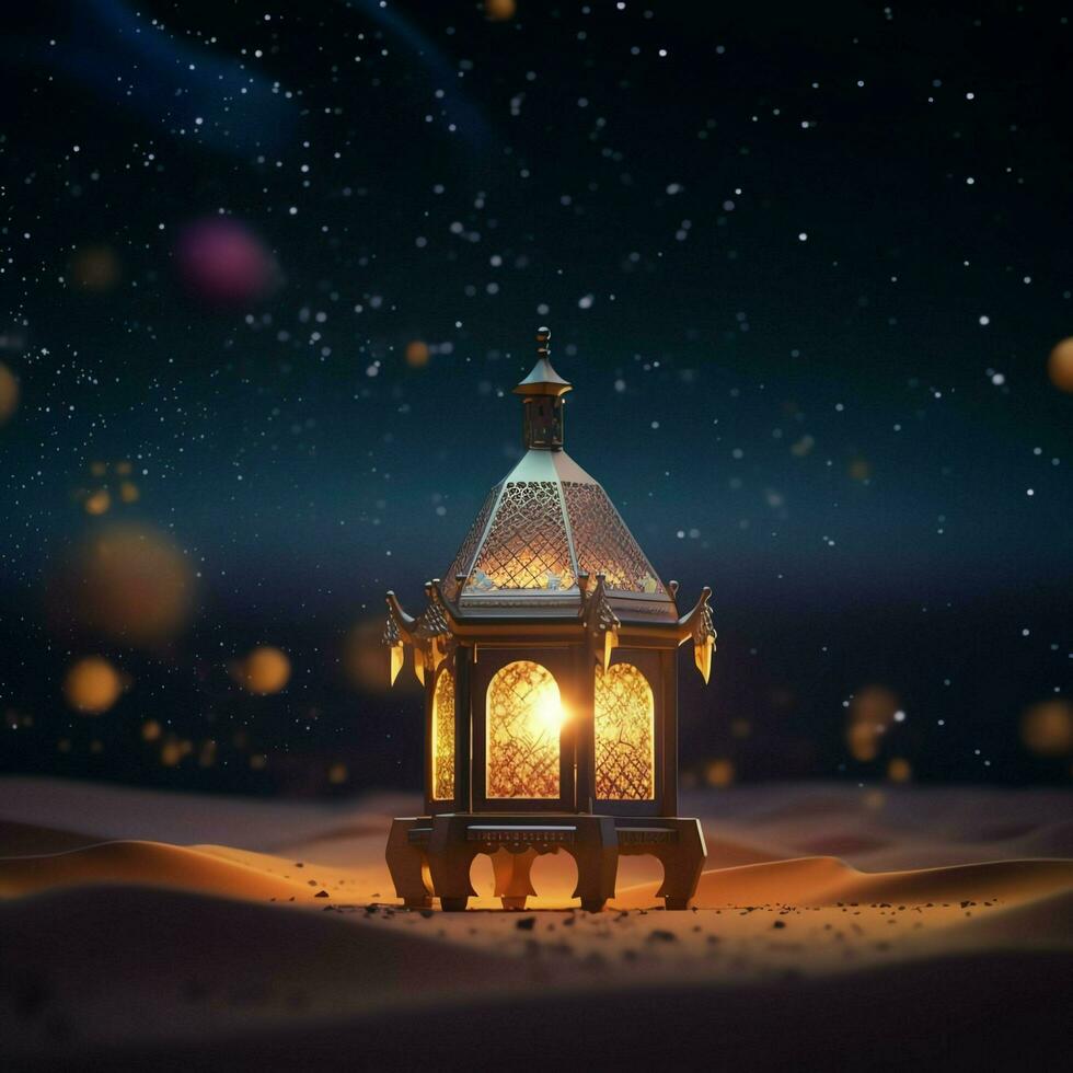 Eid mubarak and ramadan kareem greetings with islamic lantern and mosque. Eid al fitr background. Eid al fitr background of window concept by AI Generated photo