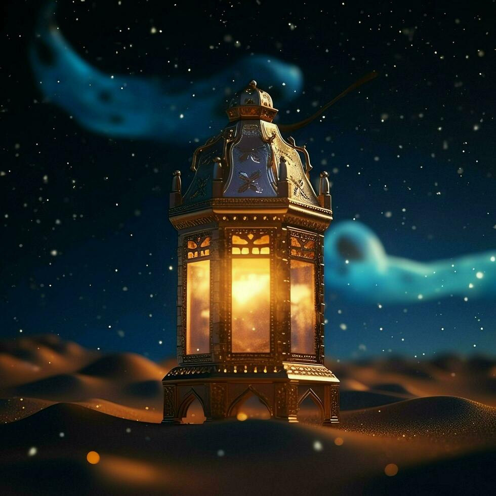 Eid mubarak and ramadan kareem greetings with islamic lantern and mosque. Eid al fitr background. Eid al fitr background of window concept by AI Generated photo