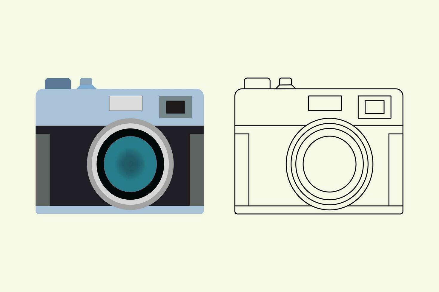 Camera with flash light vector isolated icon.Vintage photo camera icon, flat style Pro Vector illustration.