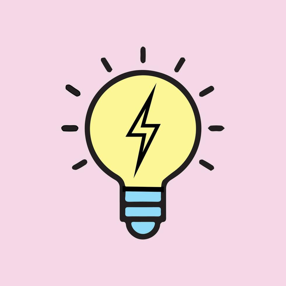 Lightbulb icon on light background. Idea symbol. Electric lamp, light, Flat design vector illustration