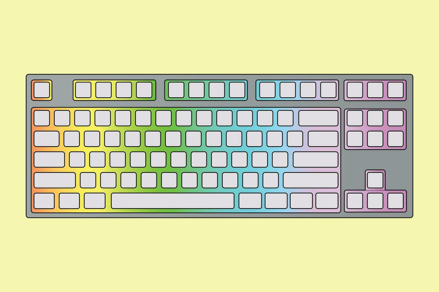 Gaming keyboard top view isolated on Background vector illustration eps
