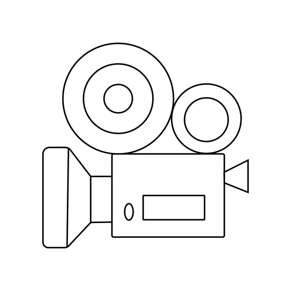 Retro Video camera icon movie shooting, flimmaking, cameraman equipment isolated vector illustration.