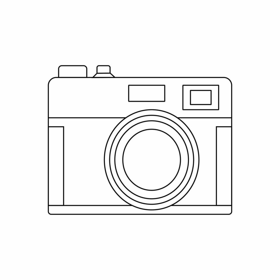 Camera with flash light vector isolated icon.Vintage photo camera icon, flat style Pro Vector illustration.