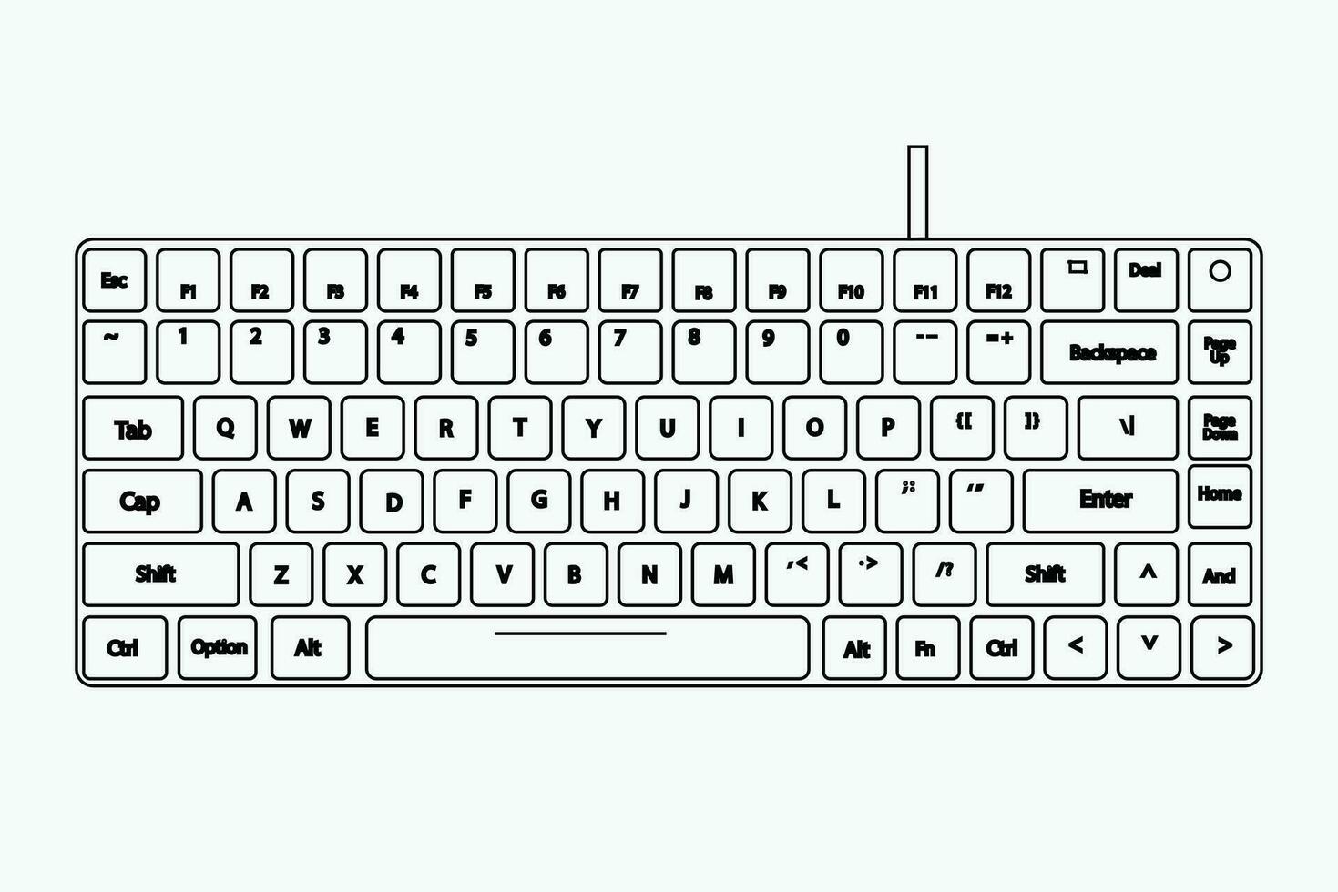 Mechanical computer keyboard icon Trendy Technology, Ergonomic, Vector Illustration Background