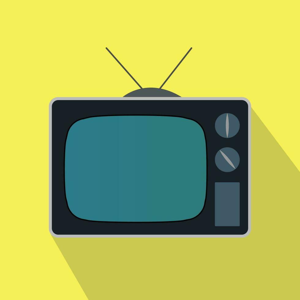 Vintage old television tage retro theme of electronics television flat design icon in Vector illustration