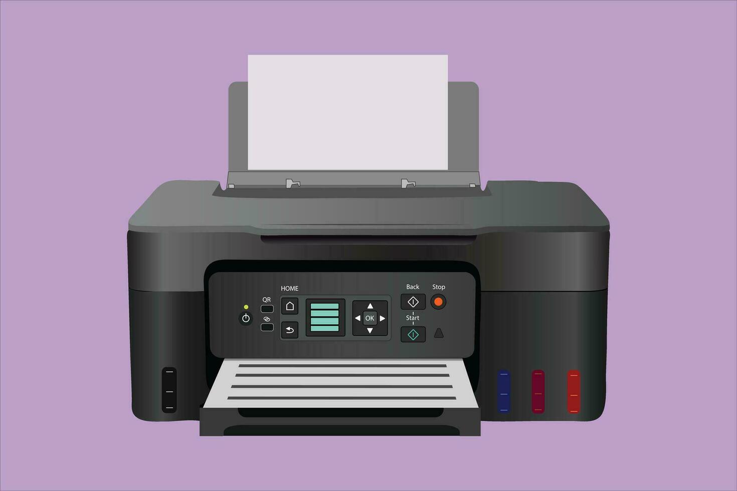 Electronic printer icon in flat style vector illustration.